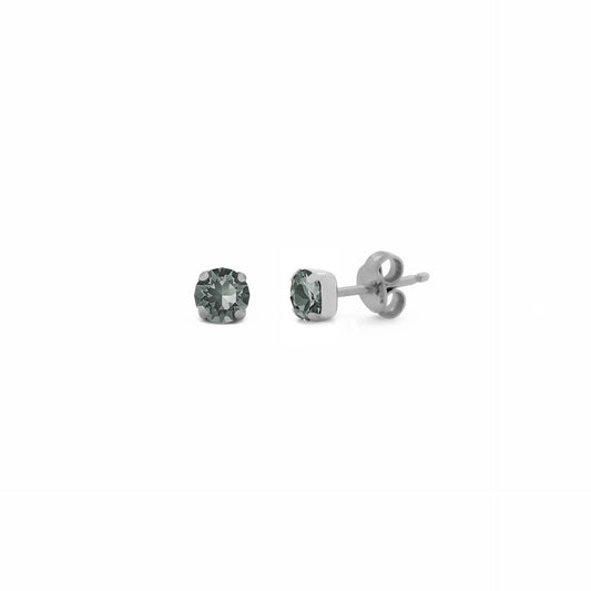 Rhodium Plated Sterling Silver Stud earrings circle crystal from Celine