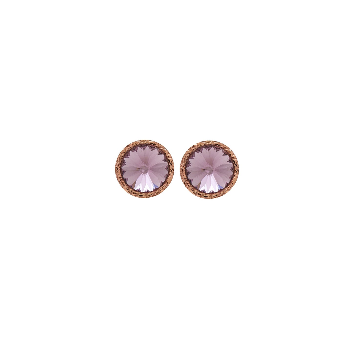 Rose Gold plated Sterling Silver Stud earrings circle crystal from Basic