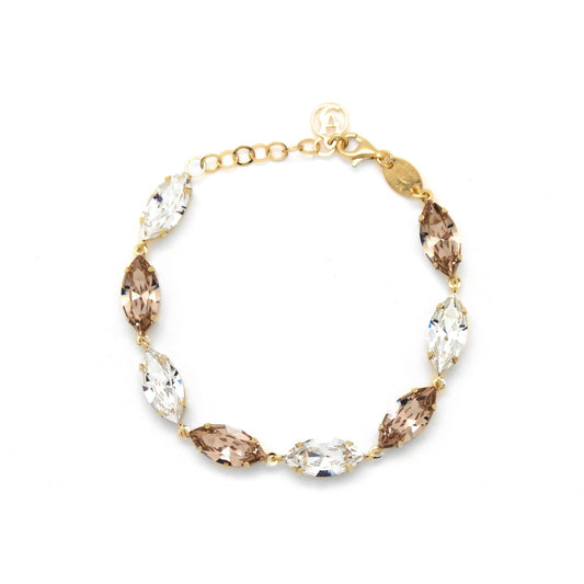 Gold plated Sterling Silver Bracelet marquise white crystal from Marquesa