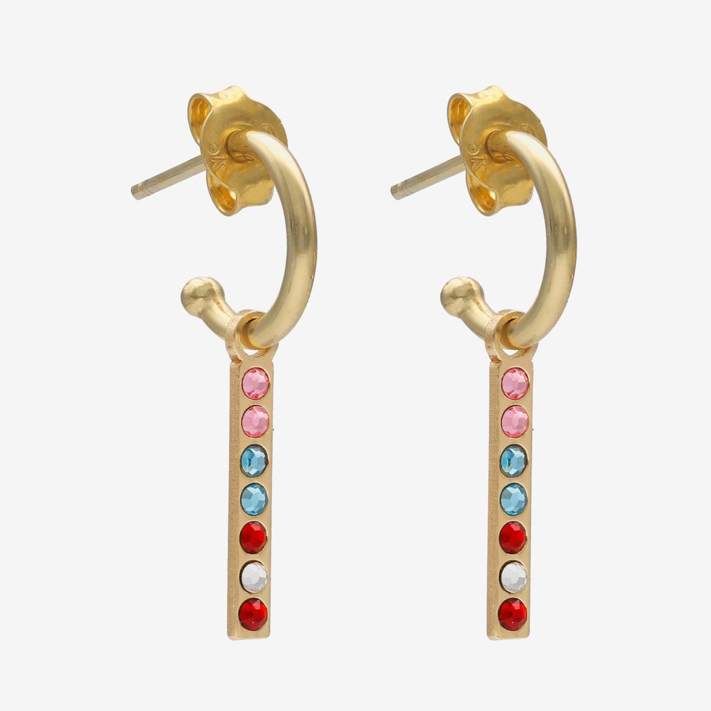 Sterling Silver Hoop earrings stick multicolor crystal from Charming