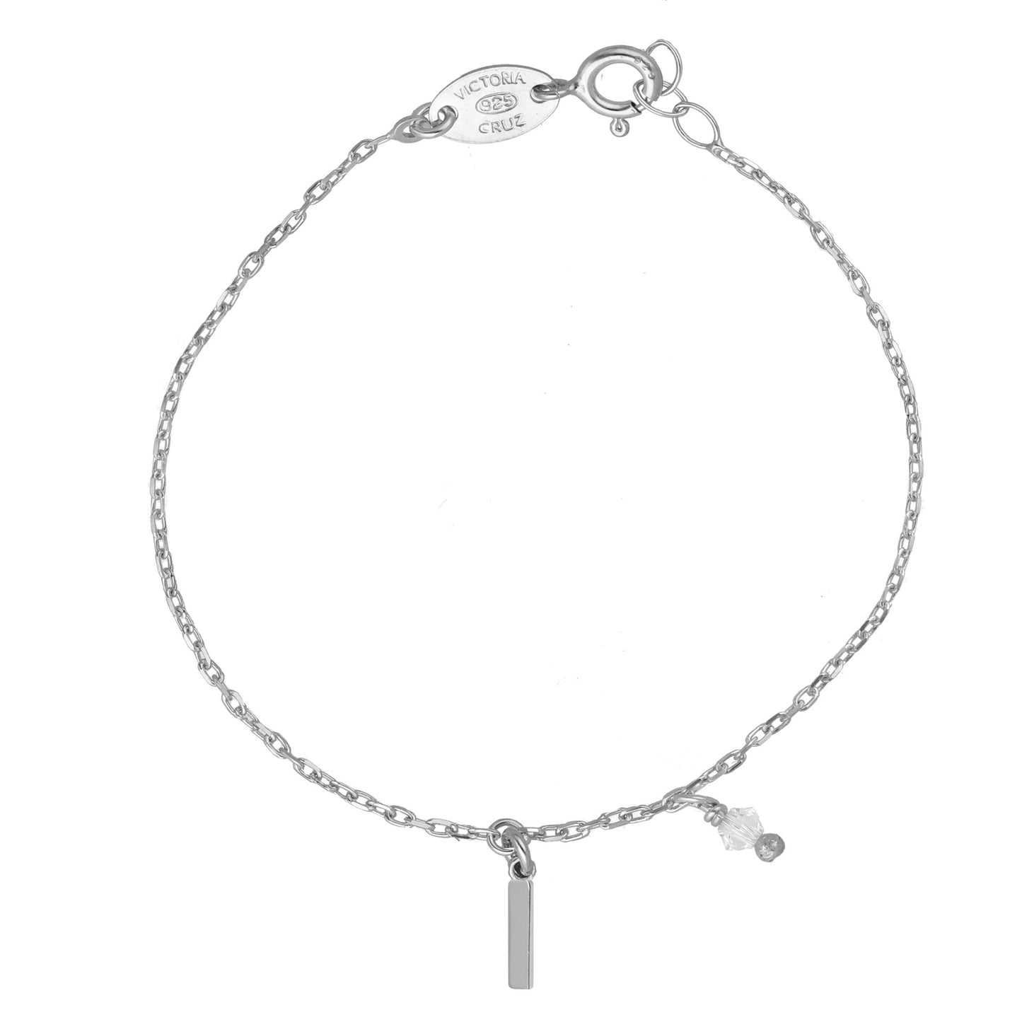 Pulsera personalizada letra blanco en Plata baño rodio de Thename