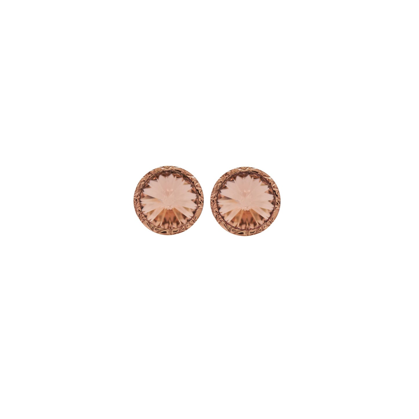 Rose Gold plated Sterling Silver Stud earrings circle crystal from Basic