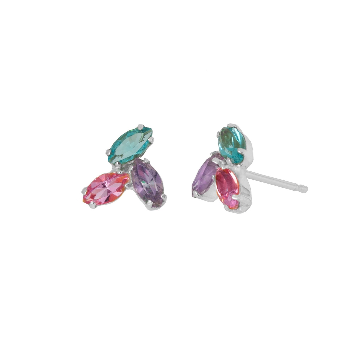 Sterling Silver Short earrings flower multicolor crystal from Isabella