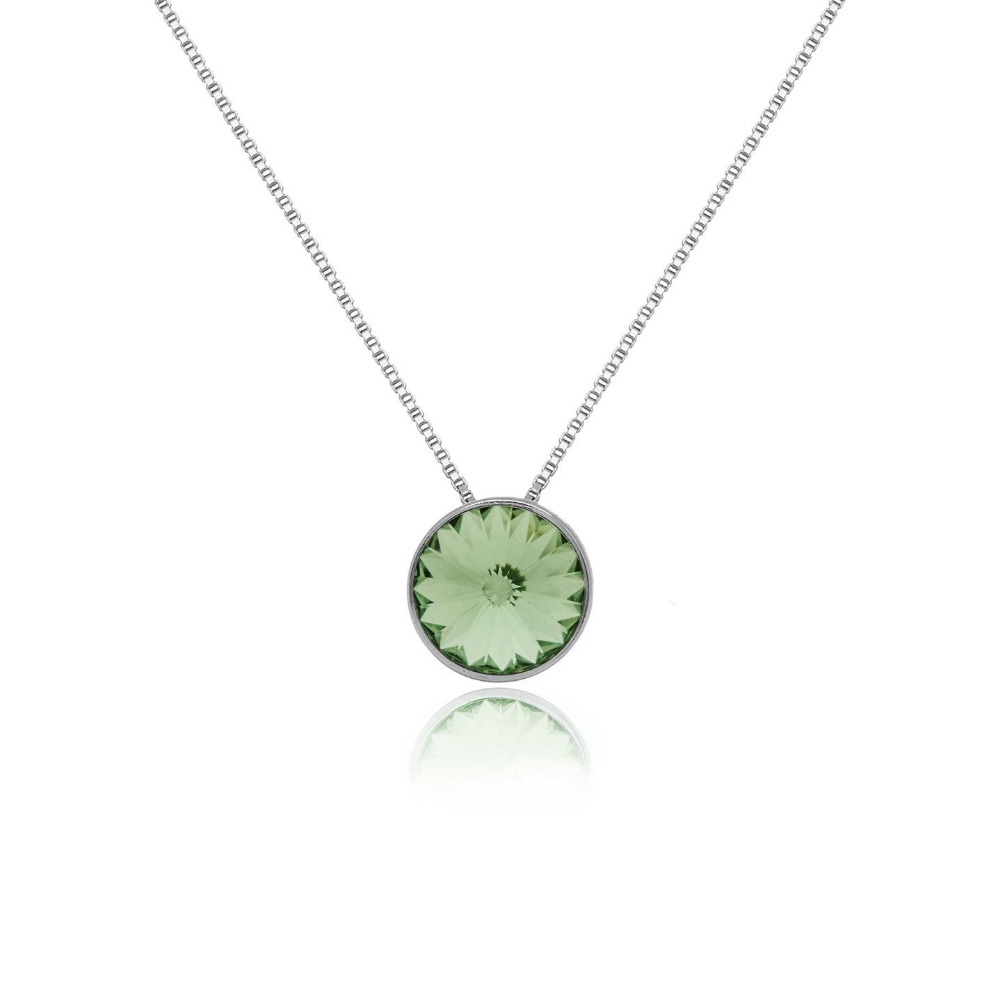 Rhodium Plated Sterling Silver Short necklace 9mm circle crystal from Basic