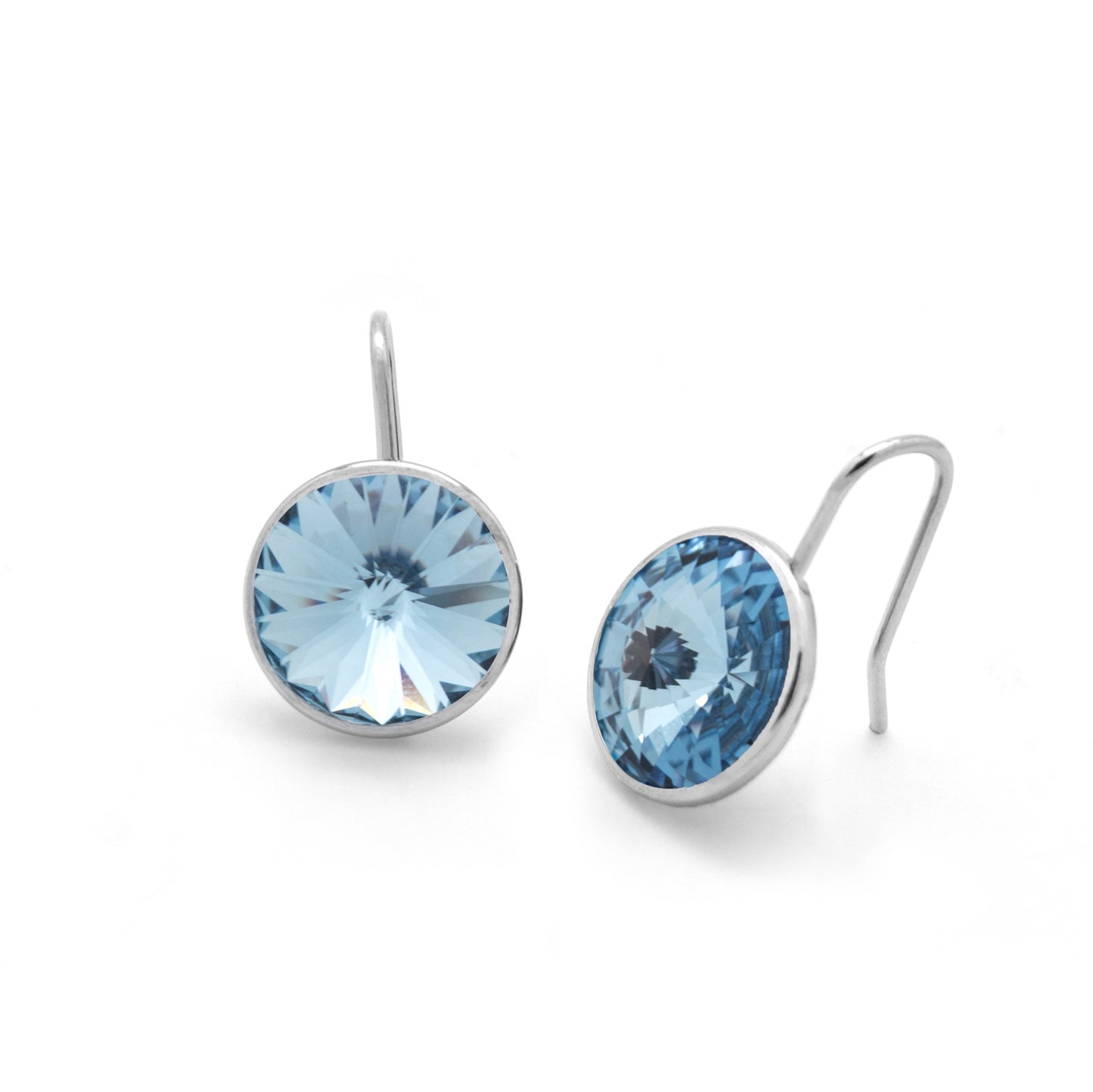 Rhodium Plated Sterling Silver Short earrings 11,5mm circle crystal from Basic