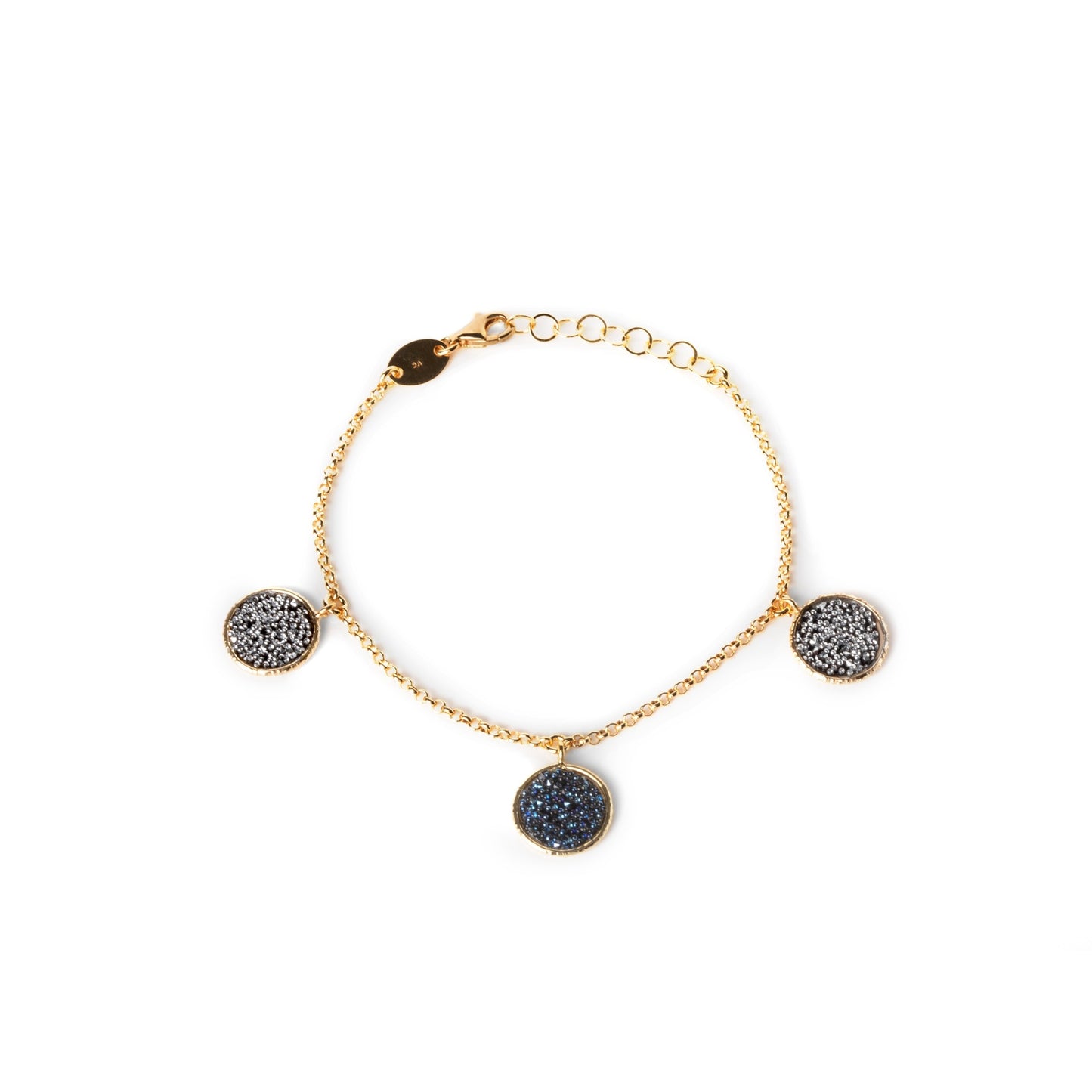 Pulsera círculo cristal azul en Plata baño Oro de Chiss