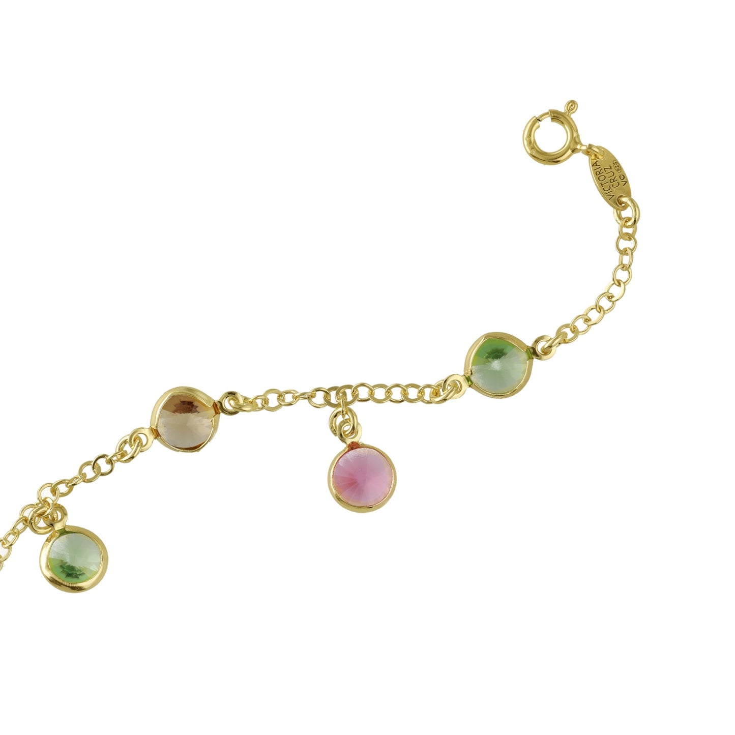 Sterling Silver Anklet multicolor crystal