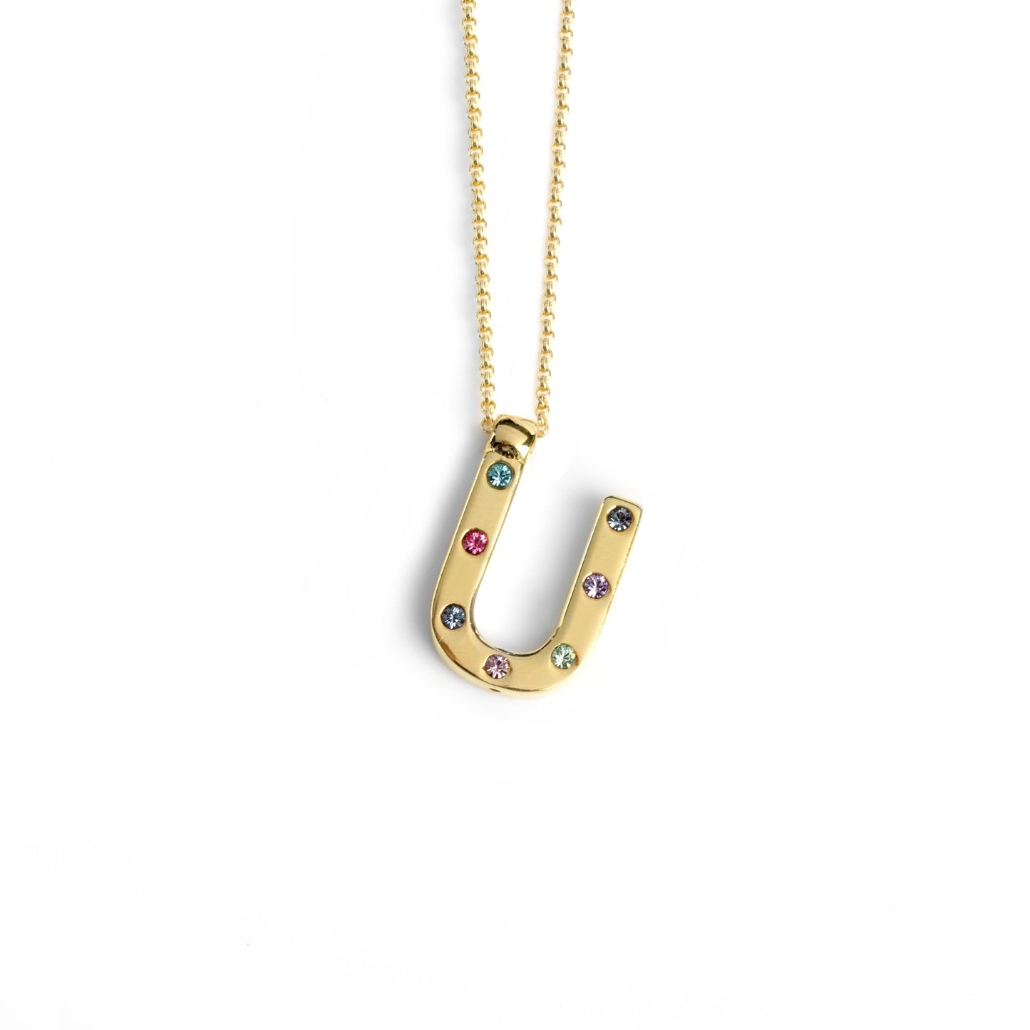 Gold plated Sterling Silver Short necklace letter multicolor crystal from Letter