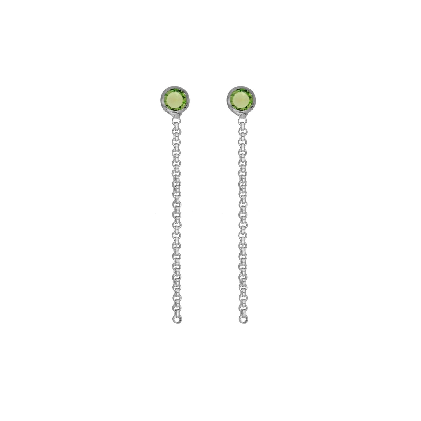 Rhodium Plated Sterling Silver Long earrings circle crystal from Lis