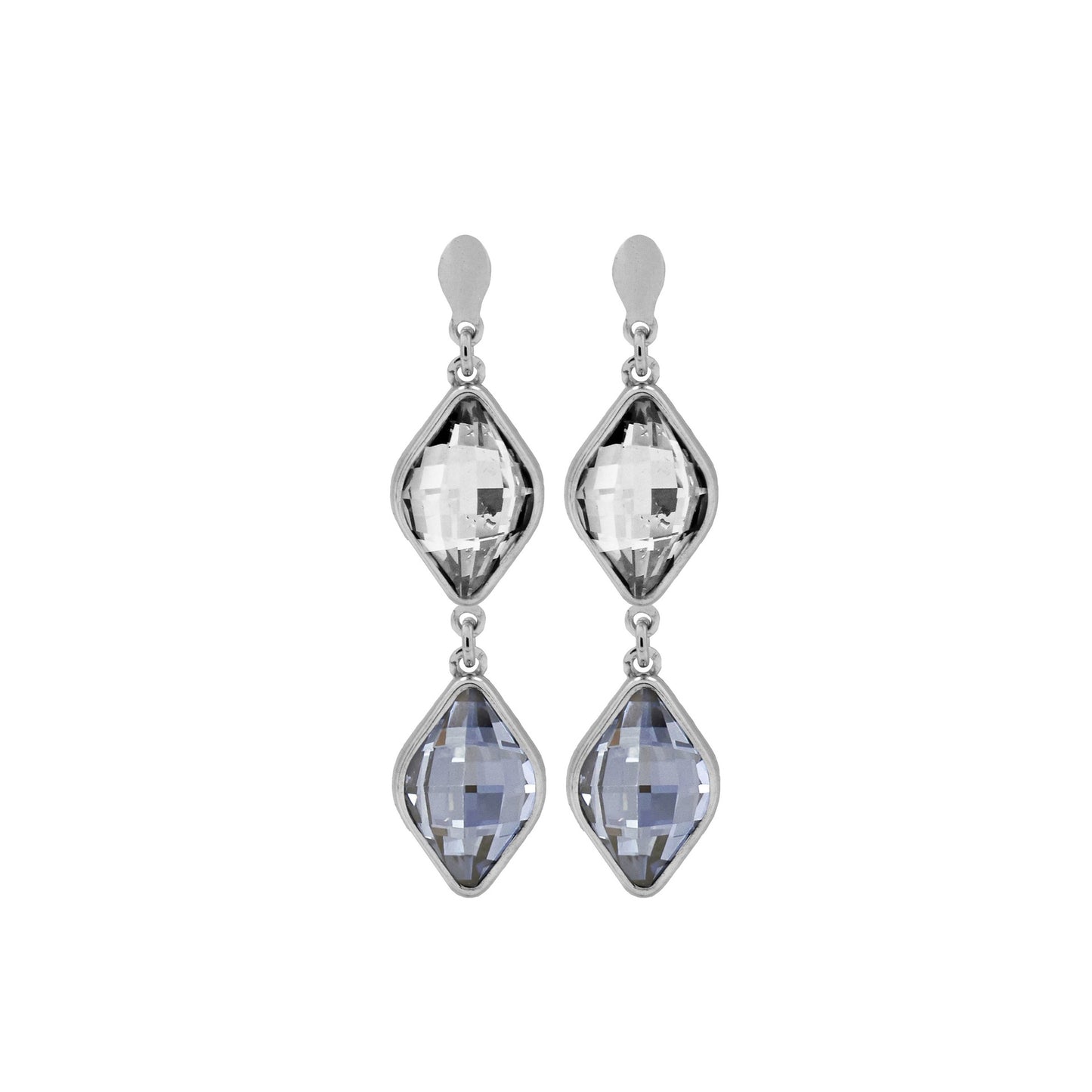 Rhodium Plated Sterling Silver Long earrings luck crystal from Classic