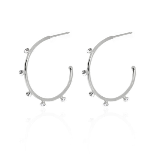 Rhodium Plated Sterling Silver Hoop earrings crystal from Iris