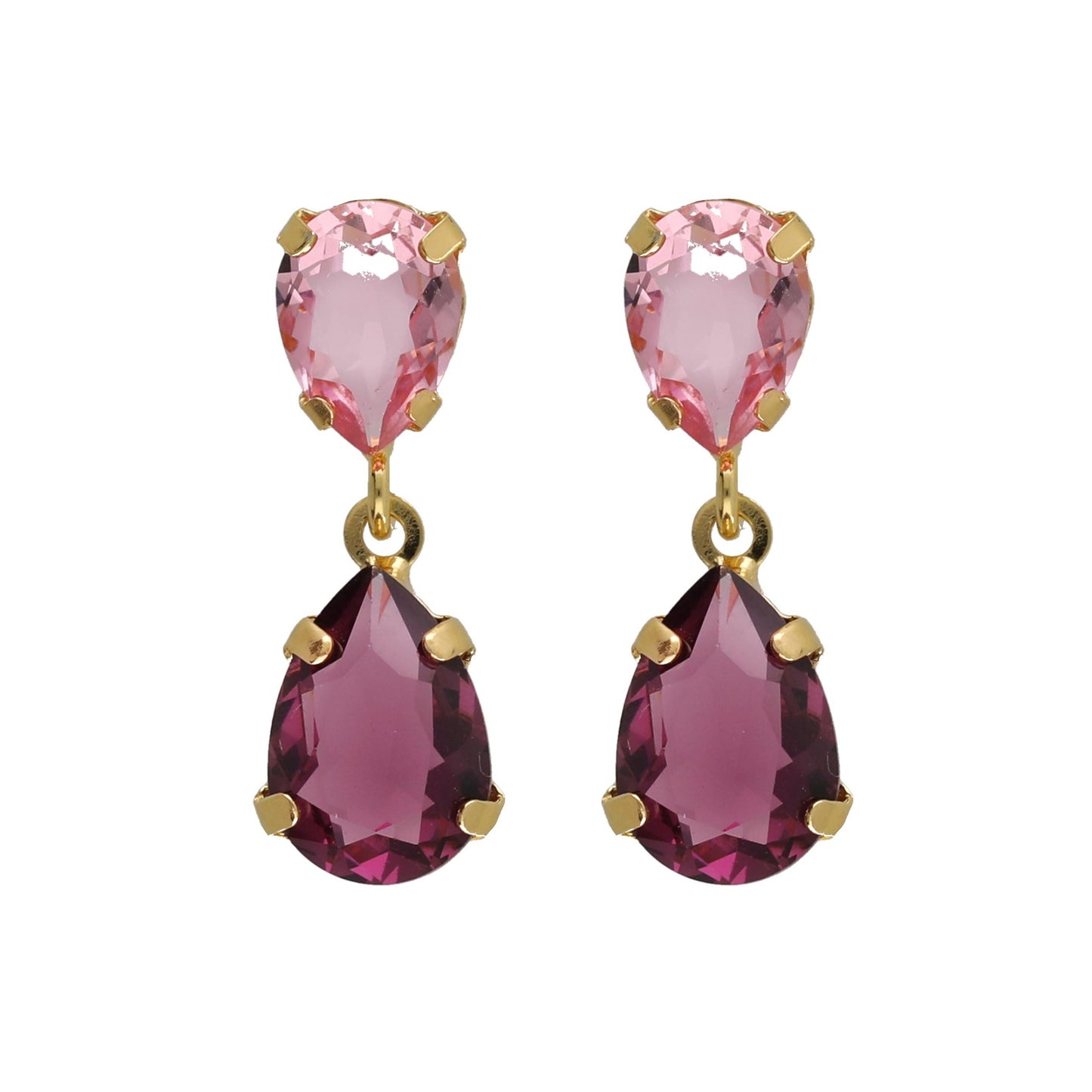 Gold plated Sterling Silver Short earrings drop crystal from Glory