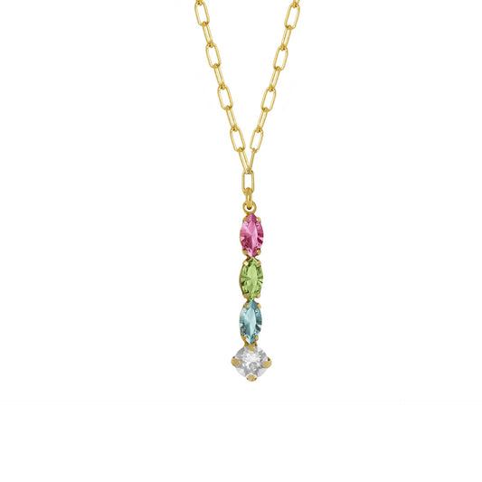 Gold plated Sterling Silver Short necklace multicolor crystal from Isabella