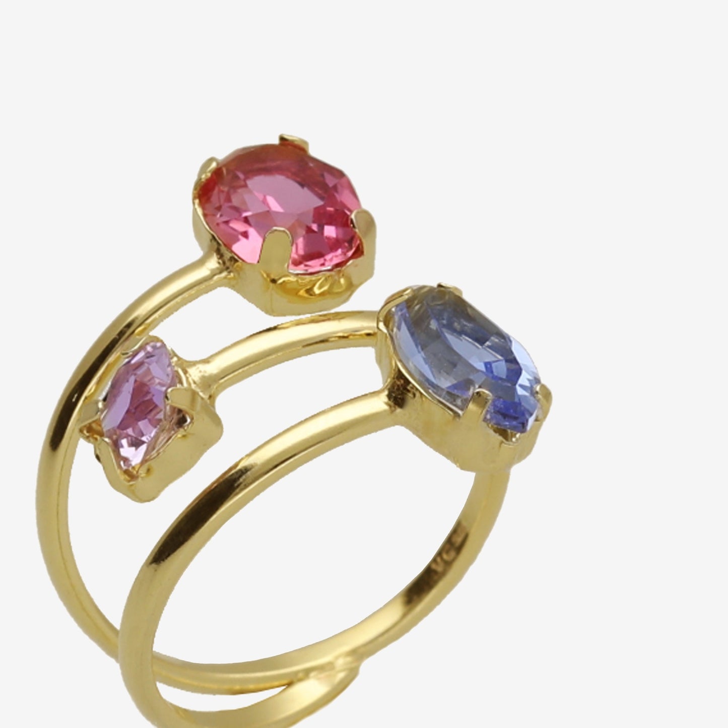 Sterling Silver Adjustable ring multicolor crystal from Sabina