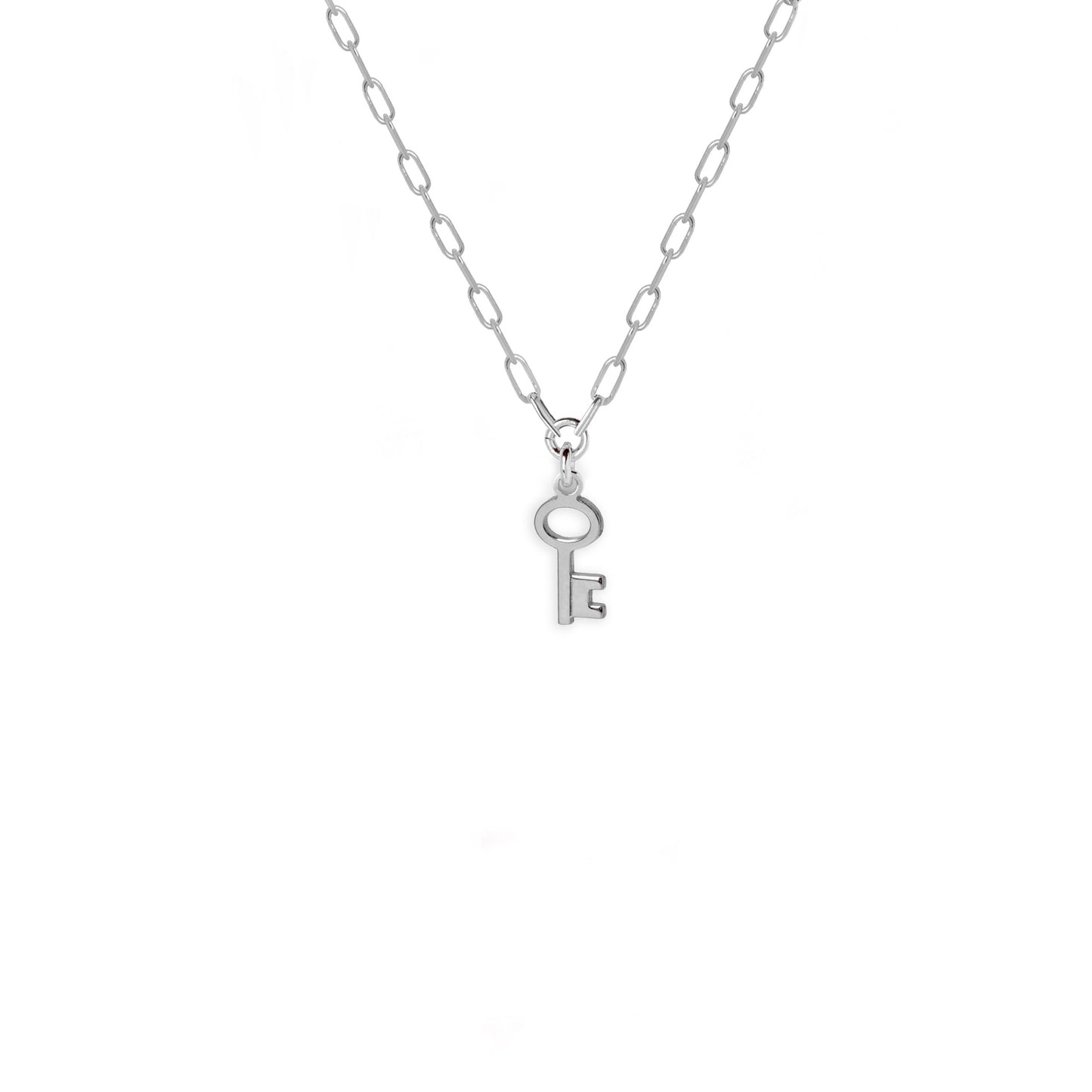 Sterling Silver Short necklace key white crystal from Je T´Aime