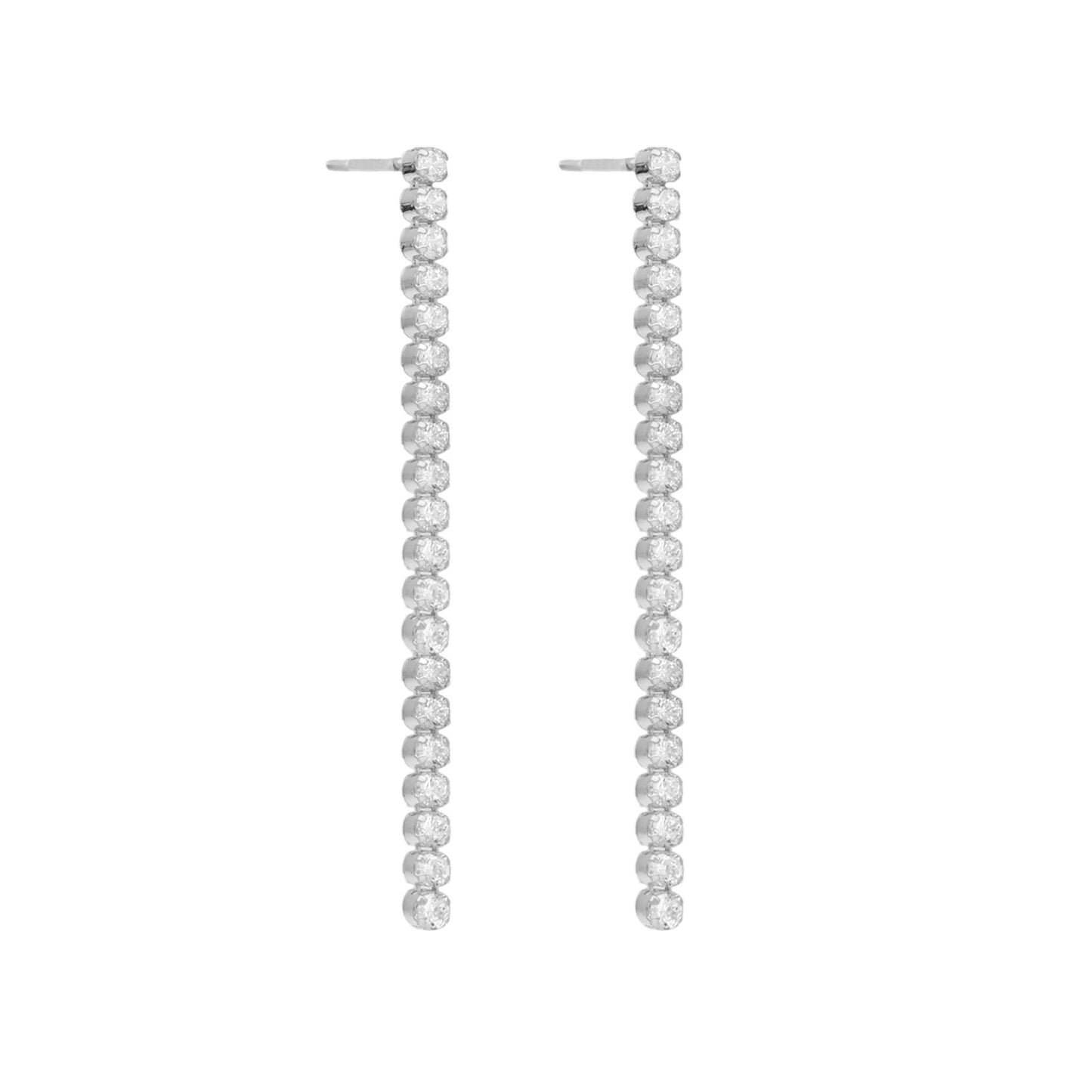 Sterling Silver Long earrings white crystal from Eunoia