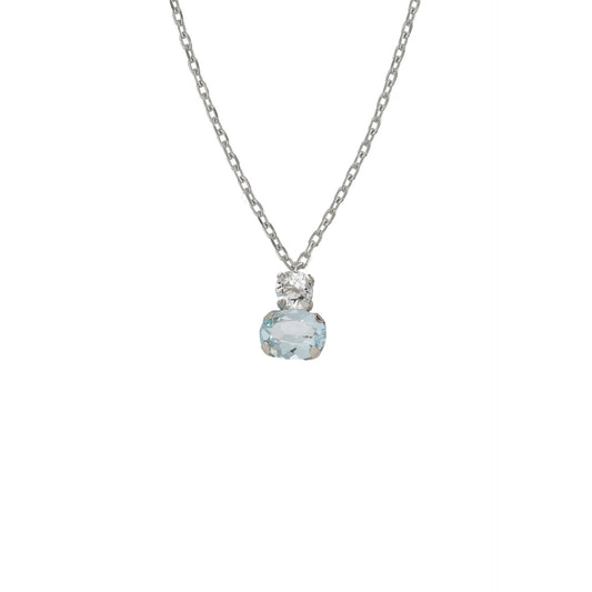 Rhodium plated Sterling Silver Short necklace blue crystal from Clarity