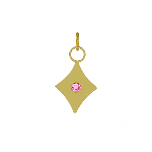 Charm para Collar rombo cristal rosa en Plata