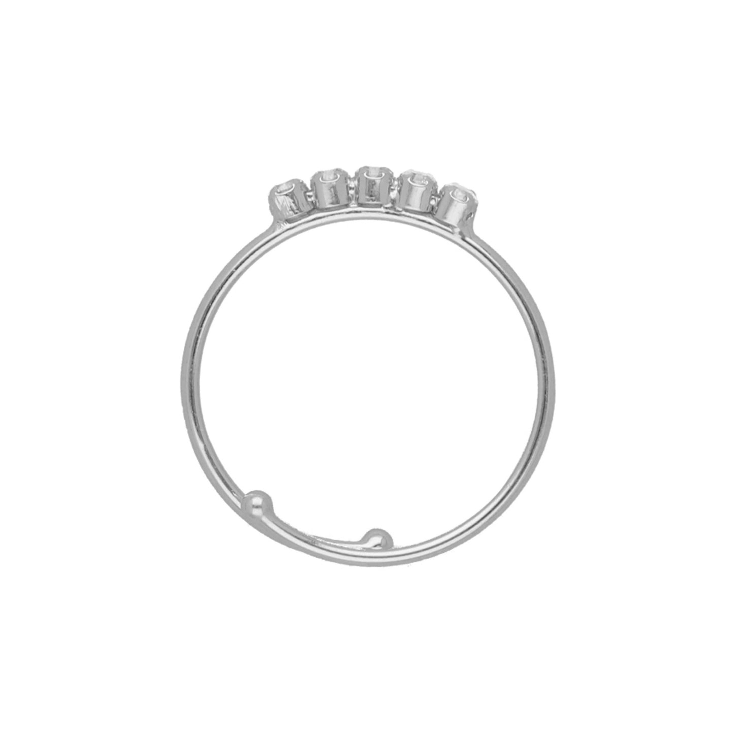 Anillo ajustable cristal blanco en Plata de Eunoia