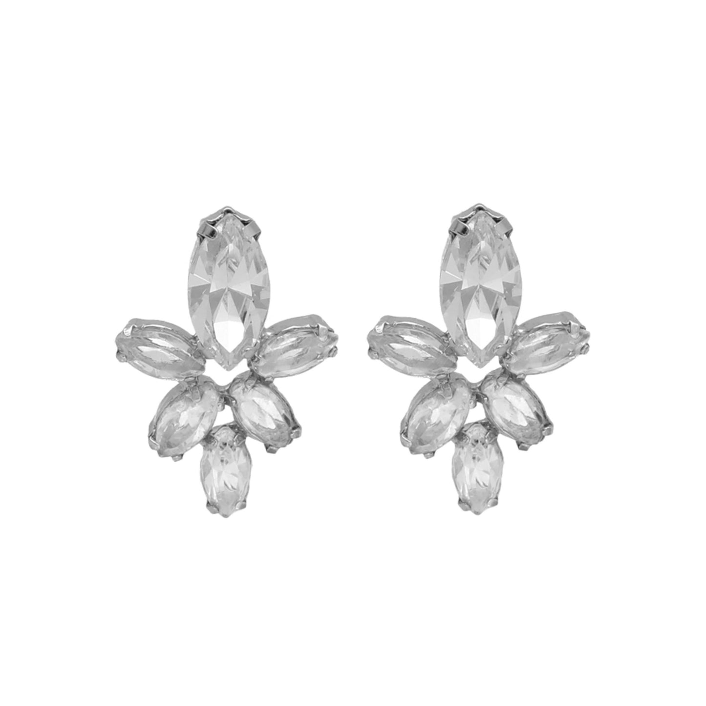 Rhodium Plated Sterling Silver Short earrings white crystal from Grace