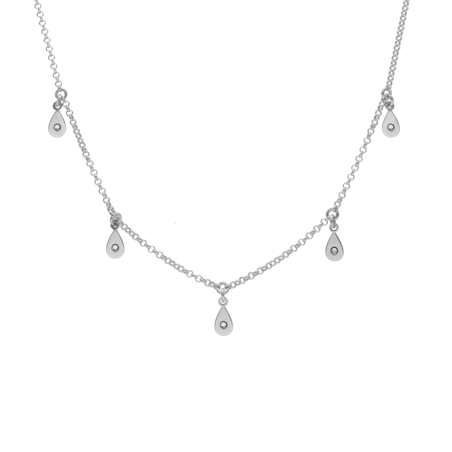 Sterling Silver Short necklace drop white crystal from Lily