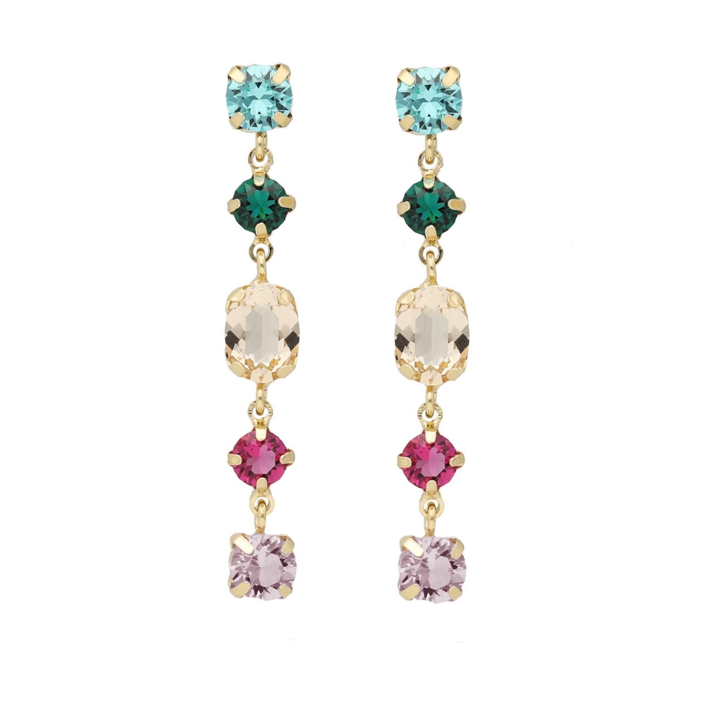 Sterling Silver Long earrings multicolor crystal from Alexandra