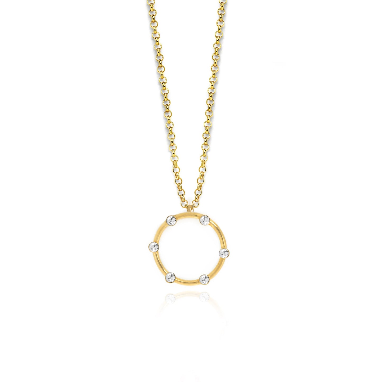 Gold plated Sterling Silver Short necklace circle crystal from Iris