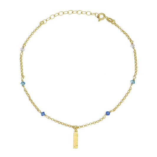 Sterling Silver Anklet blue crystal