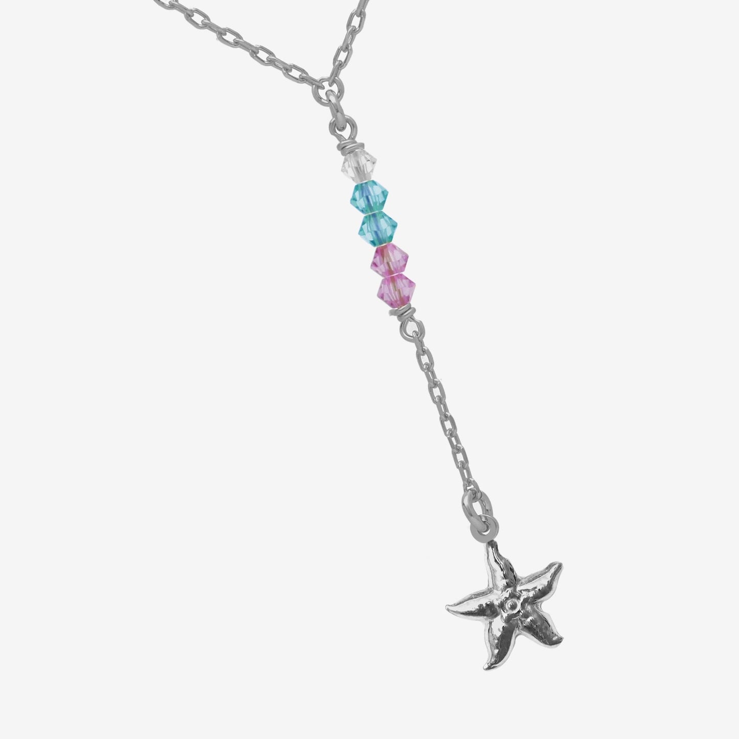 Rhodium Plated Sterling Silver Short necklace star multicolor crystal from Bliss