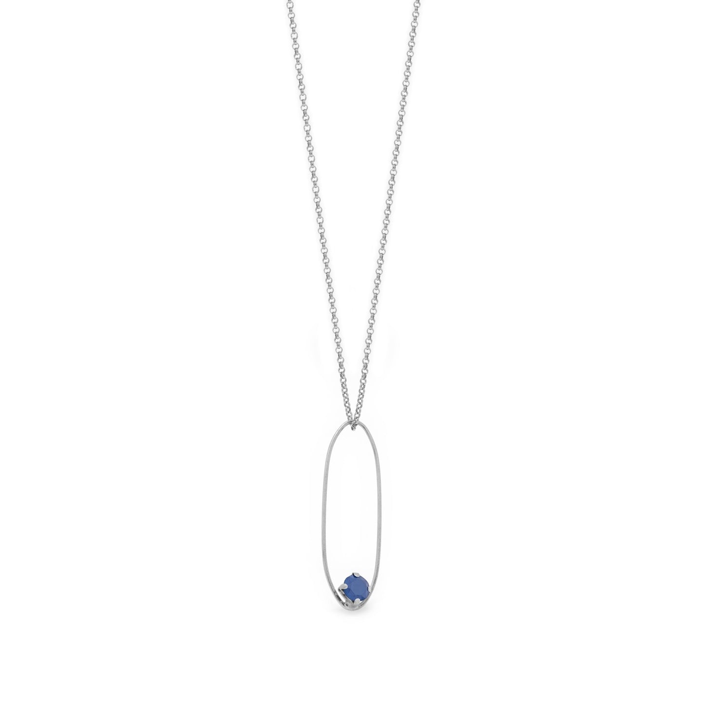 Rhodium Plated Sterling Silver Long necklace crystal from Arty