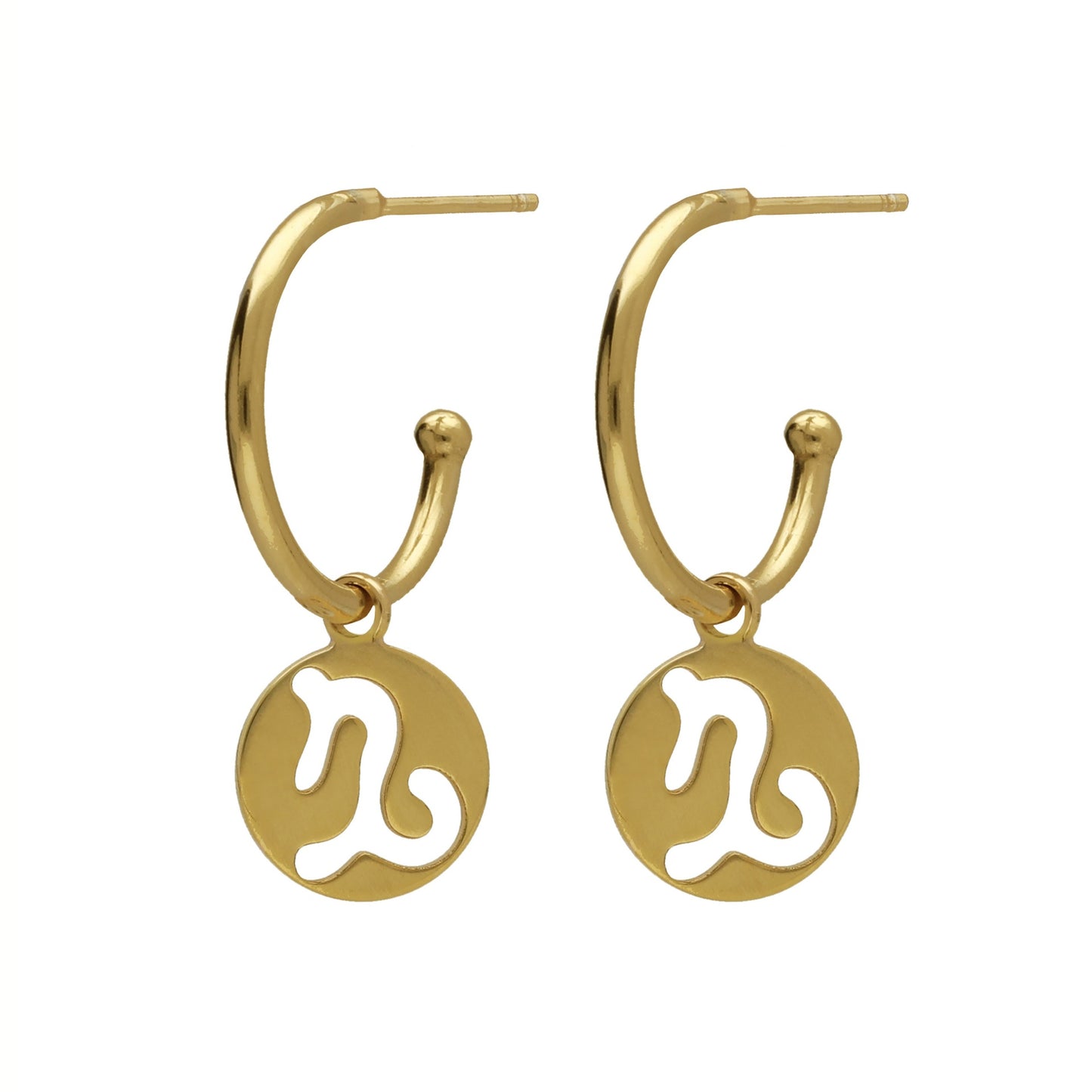 Gold plated Sterling Silver Hoop earrings horoscope from Astra