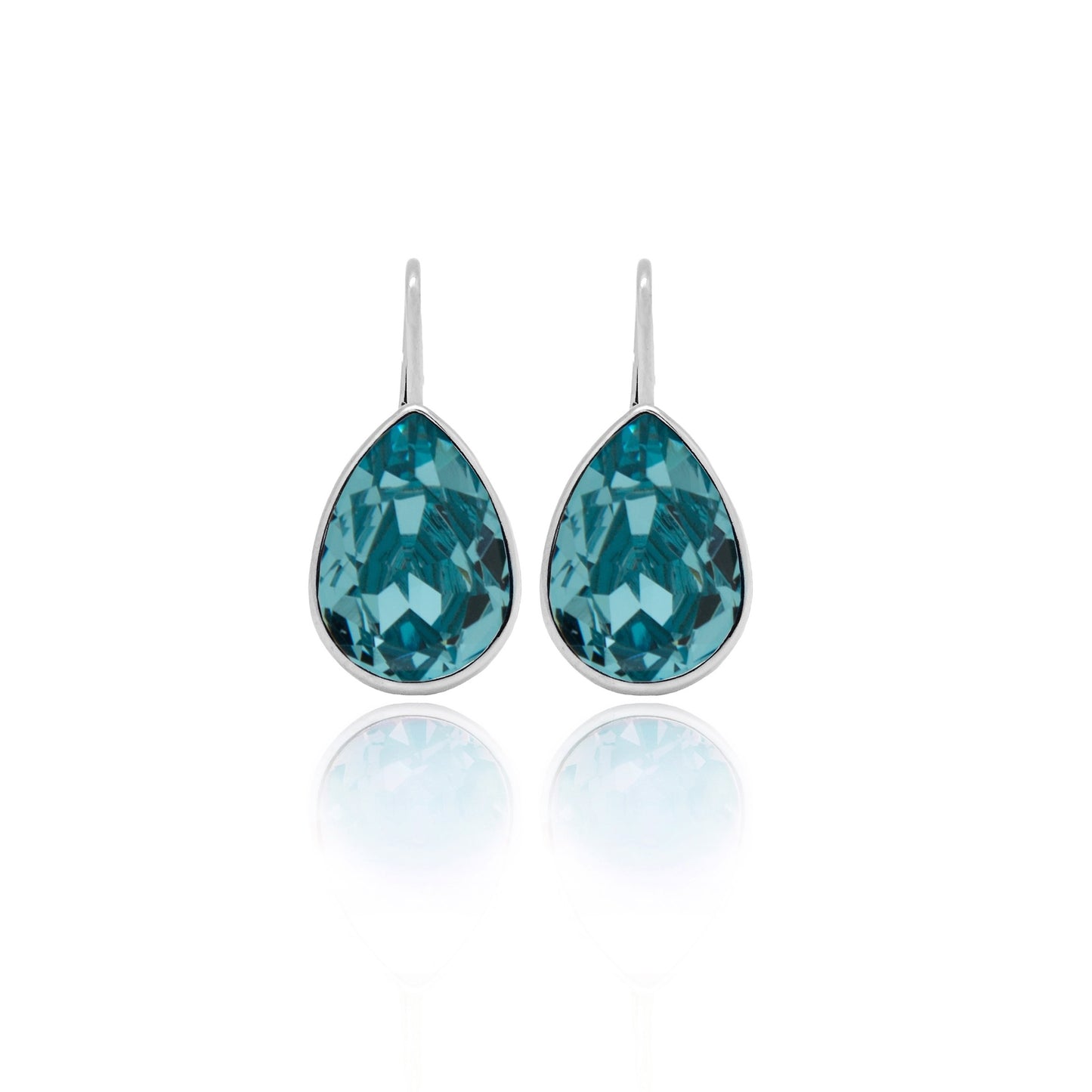 Rhodium Plated Sterling Silver Short earrings drop crystal from Essential