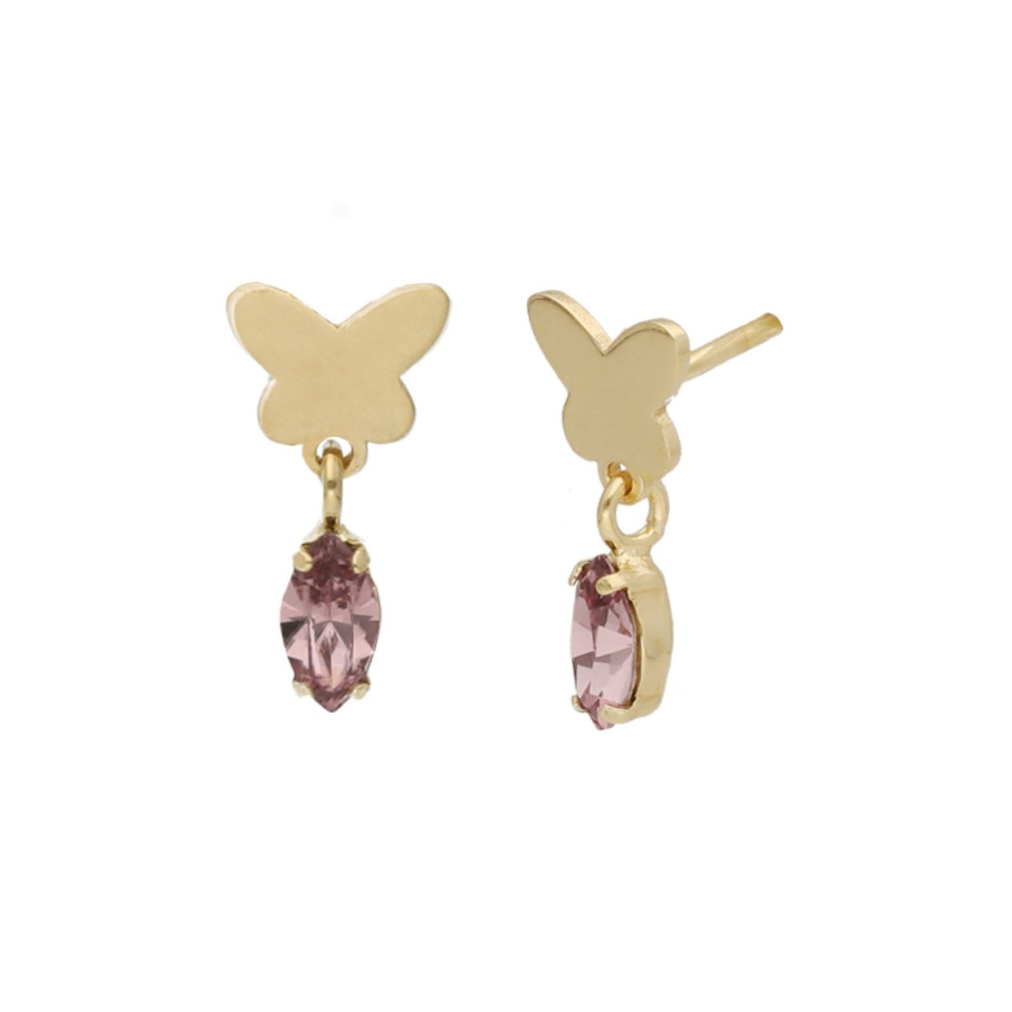 Gold plated Sterling Silver Short earrings butterfly crystal from Cynthia Linet