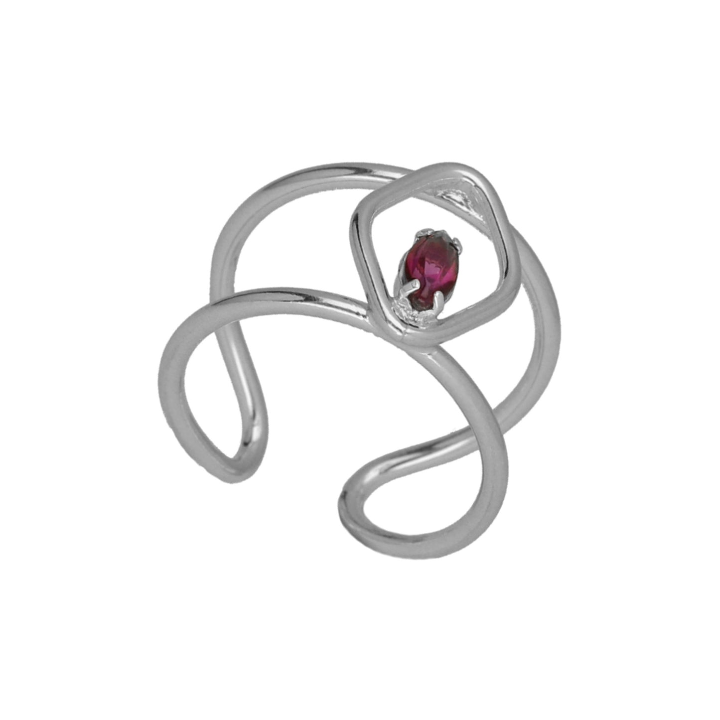 Sterling Silver Adjustable ring luck purple crystal from Etnia