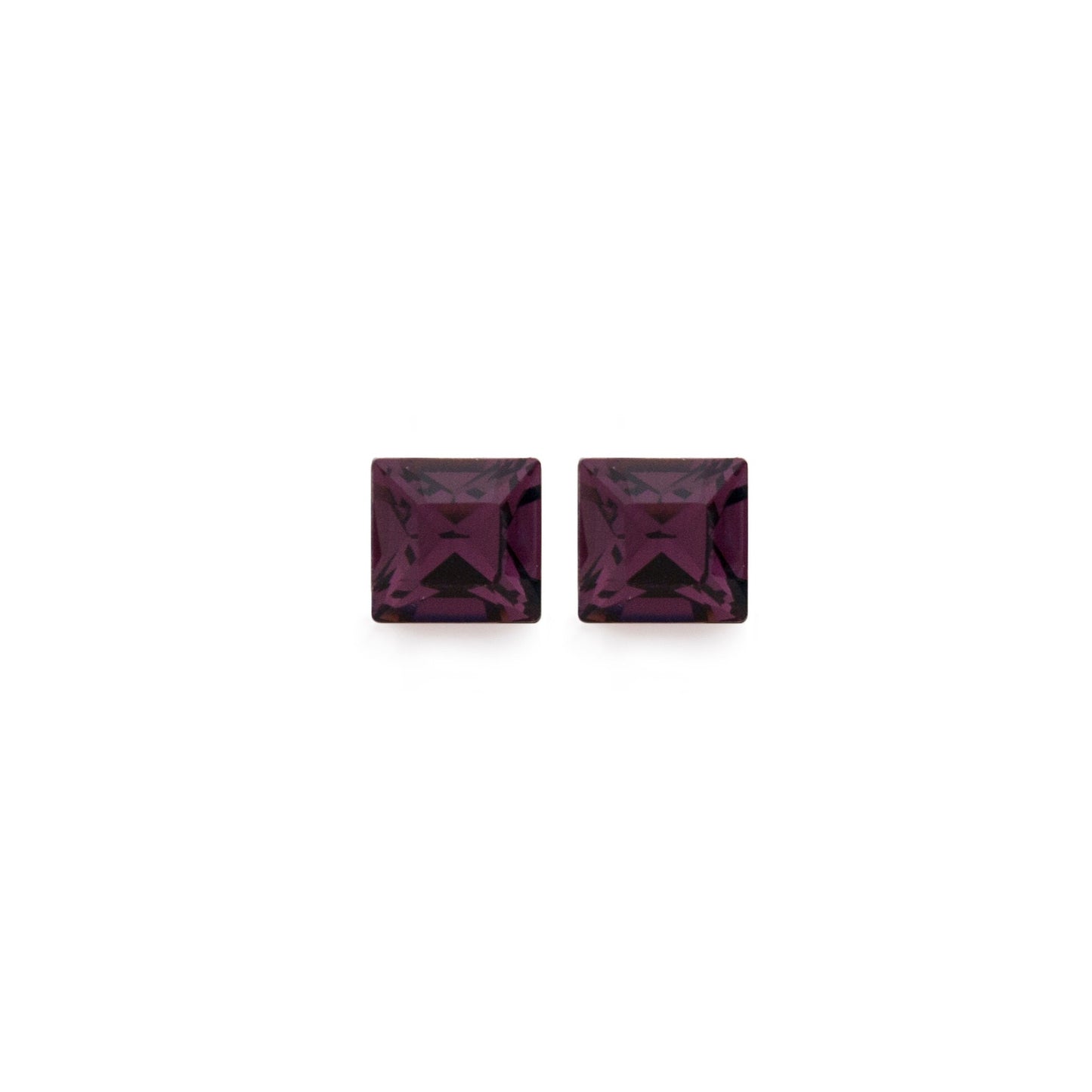 Rhodium Plated Sterling Silver Stud earrings square crystal from Fantasy