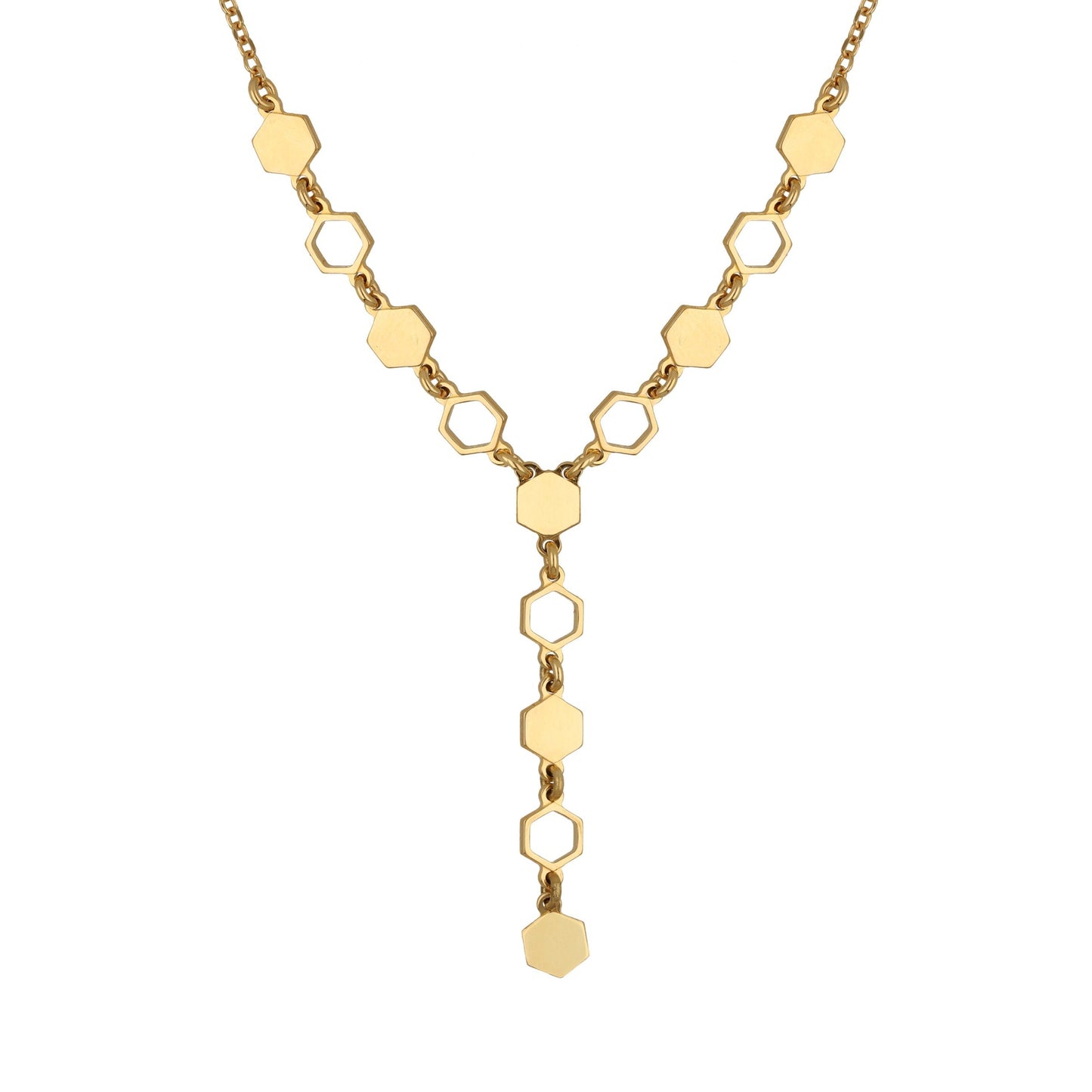 Gold plated Sterling Silver Short necklace hexagonal from Honey