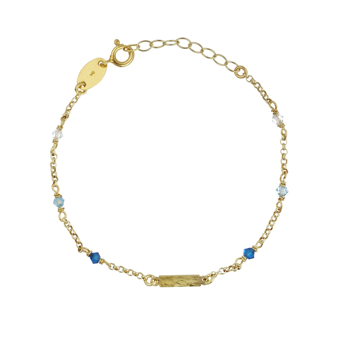 Gold plated Sterling Silver Bracelet rectangle crystal from Anya