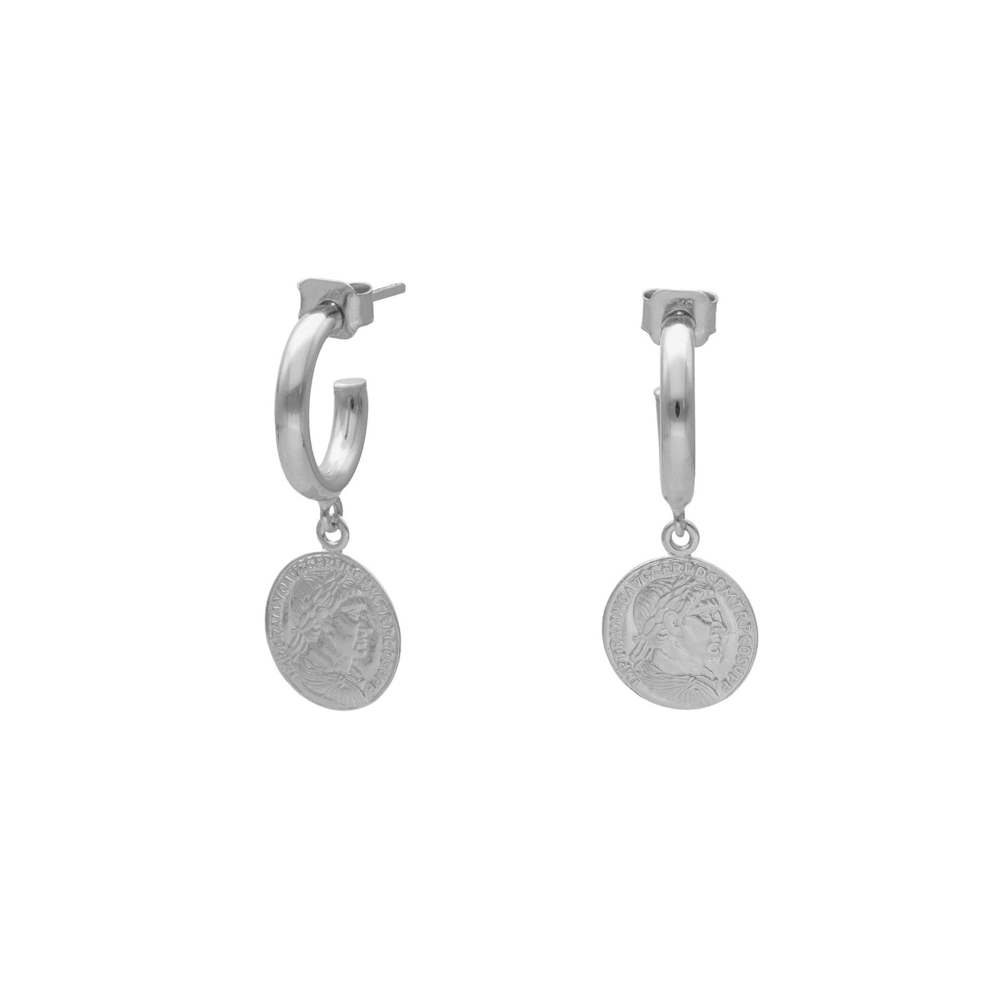 Pendientes aro moneda en Plata de Greta