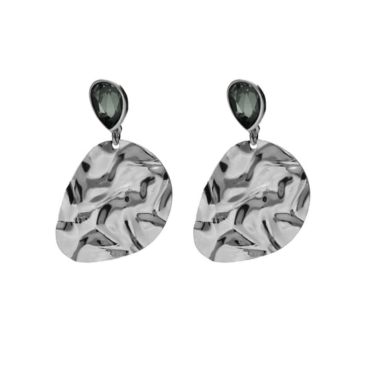 Rhodium Plated Sterling Silver Short earrings gray crystal from Fullness