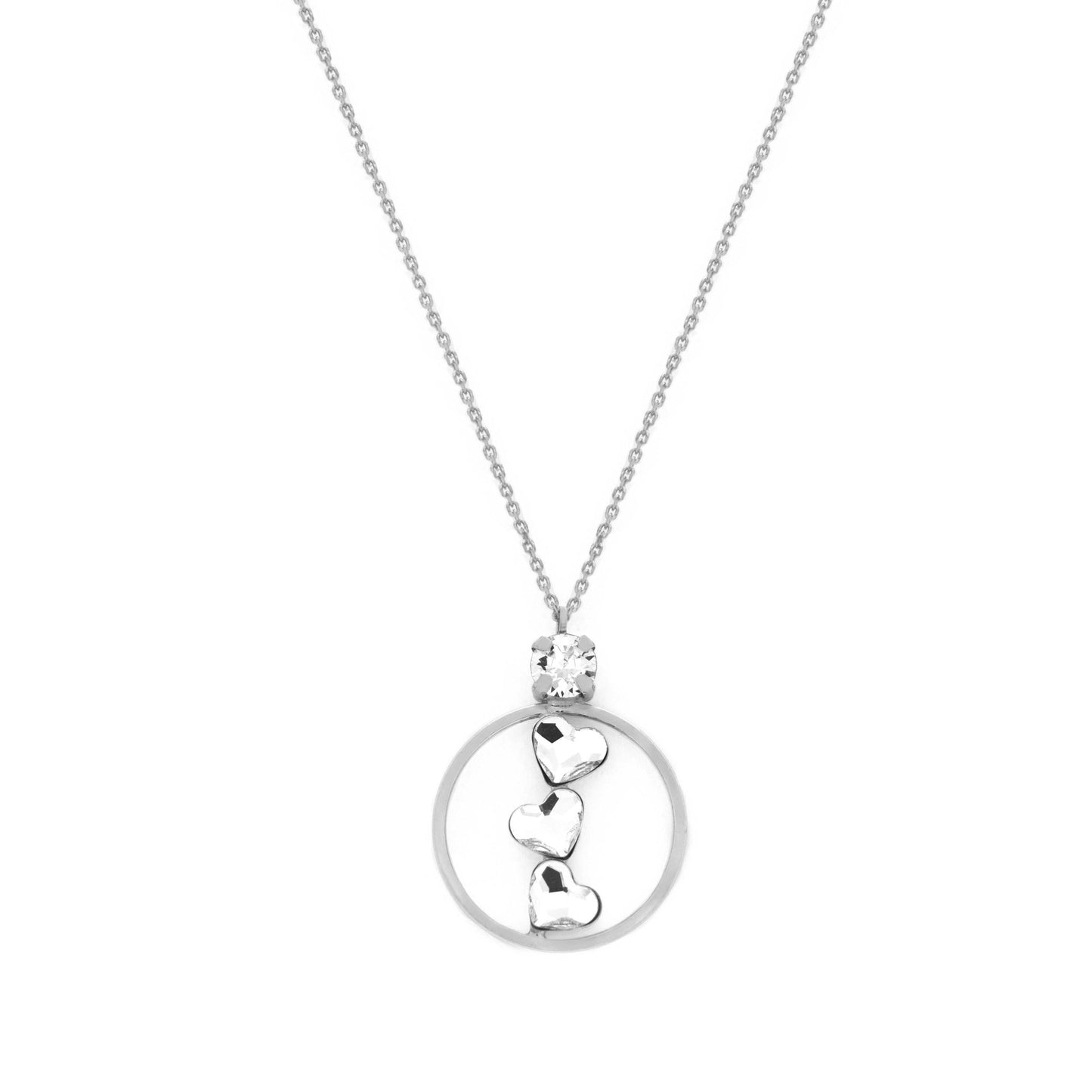 Sterling Silver Short necklace heart white crystal from Cuore