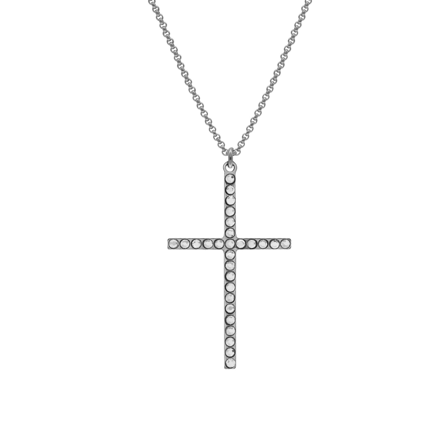 Sterling Silver Short necklace cross white crystal from Alma