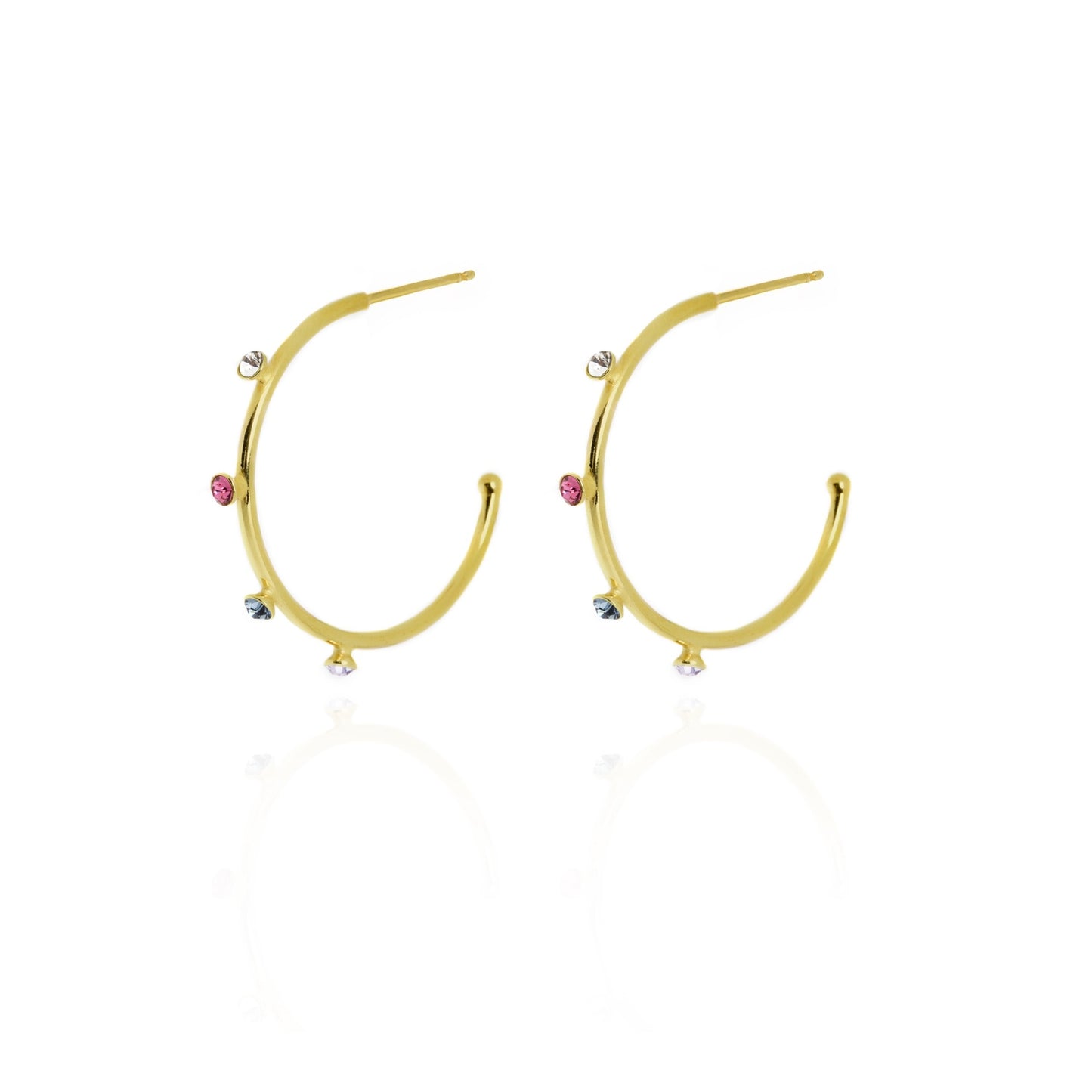 Gold plated Sterling Silver Hoop earrings crystal from Iris