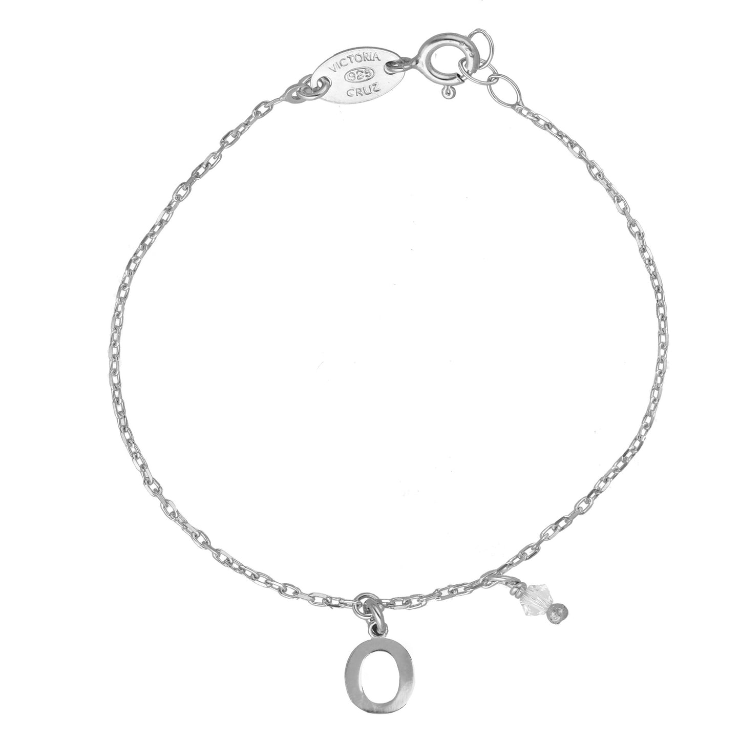 Rhodium Plated Sterling Silver Personalized bracelet letter white from Thename