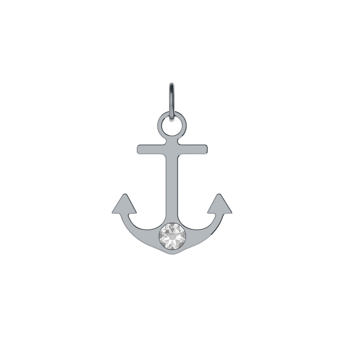 Sterling Silver Charm for Collar anchor white crystal