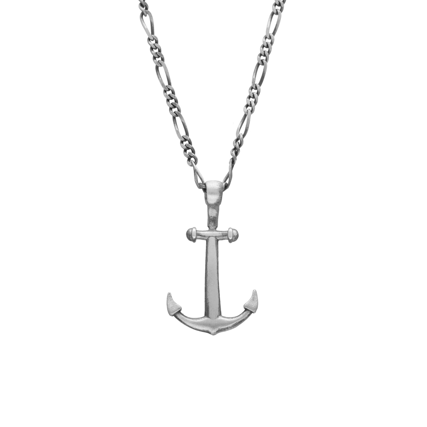 Rhodium Plated Sterling Silver Long necklace anchor from Ares