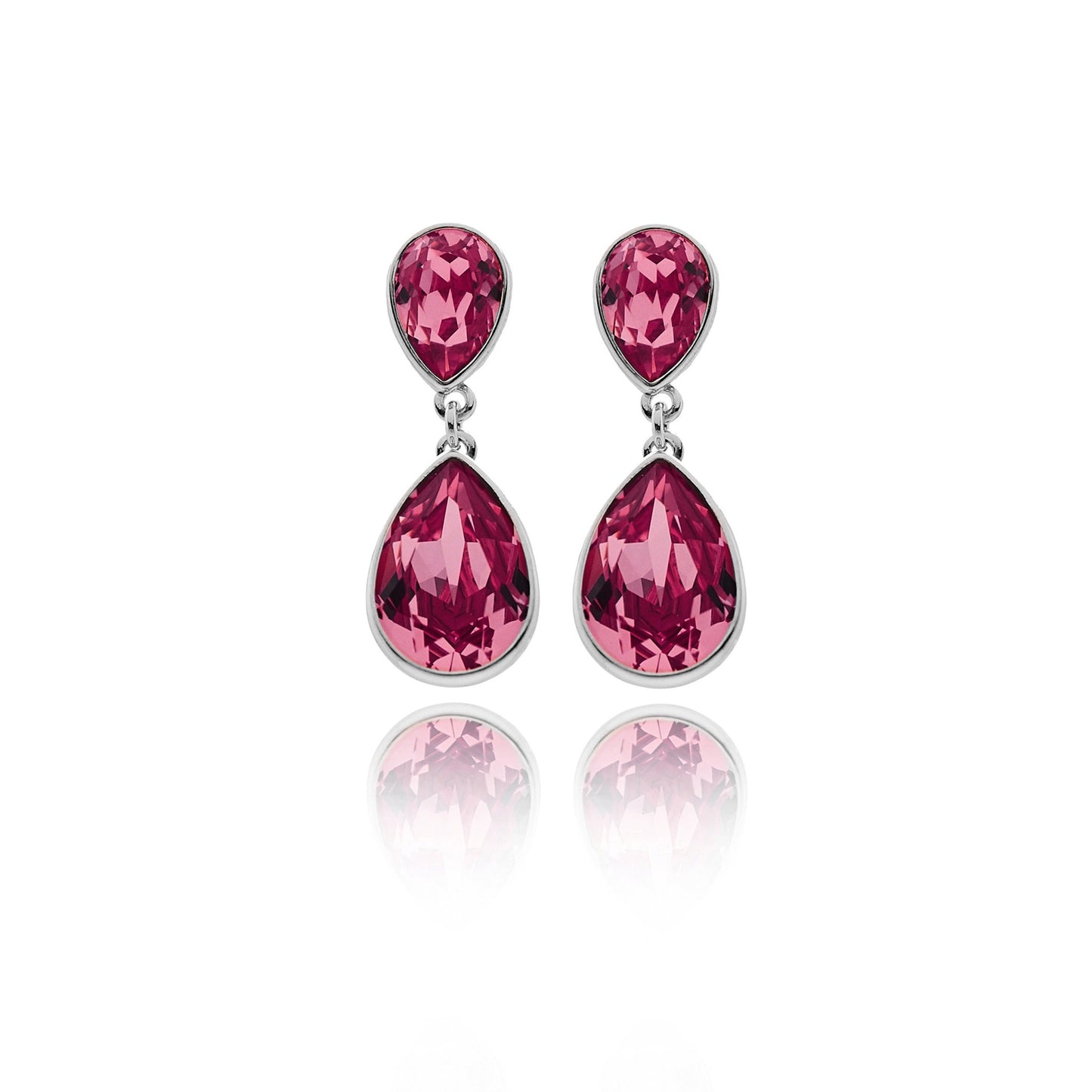 Rhodium Plated Sterling Silver Long earrings drop crystal from Essential