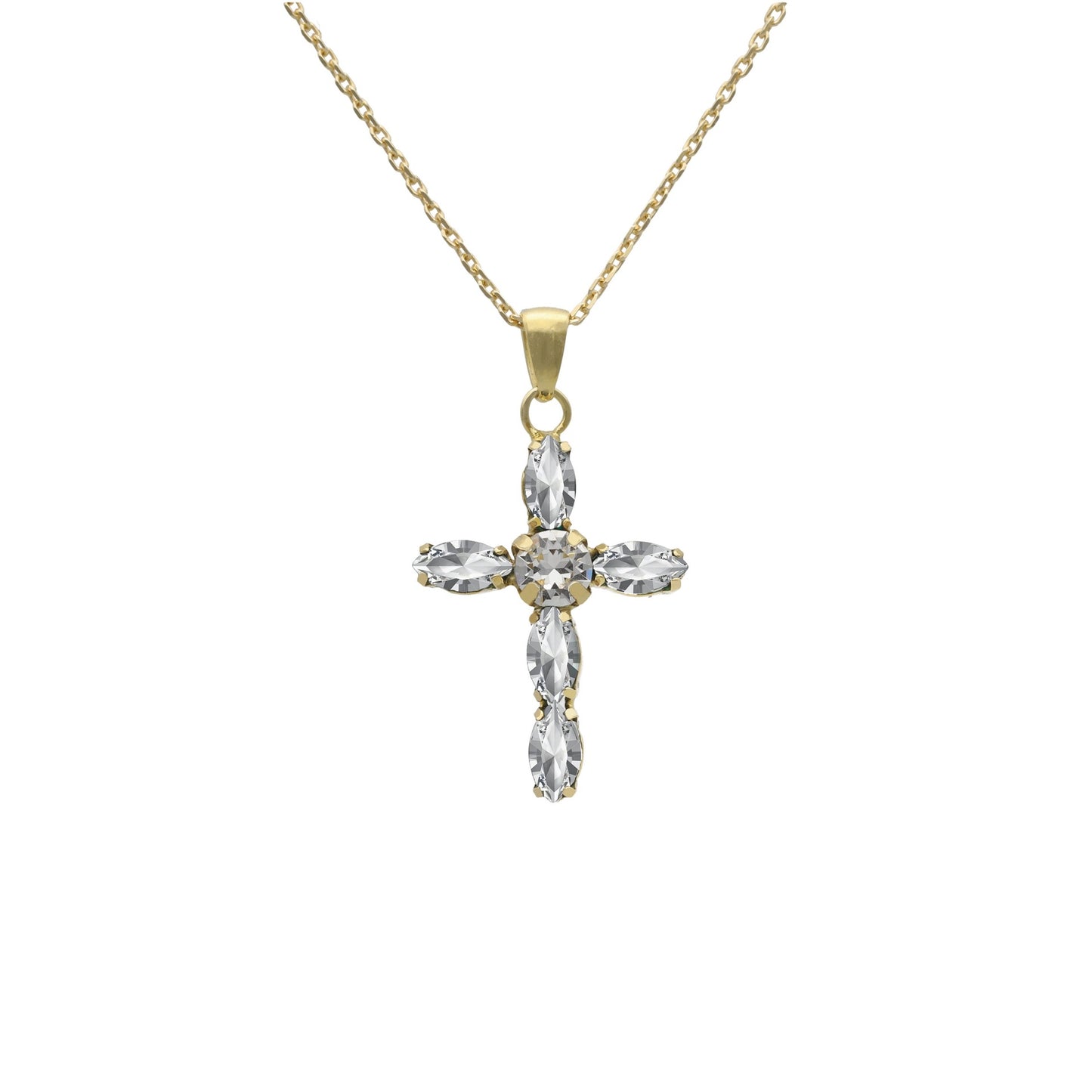 Gold plated Sterling Silver Short necklace cross crystal from Arisa