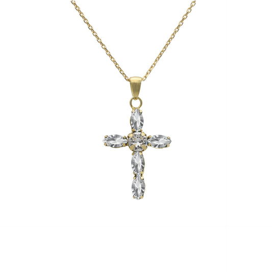 Gold plated Sterling Silver Short necklace cross crystal from Arisa