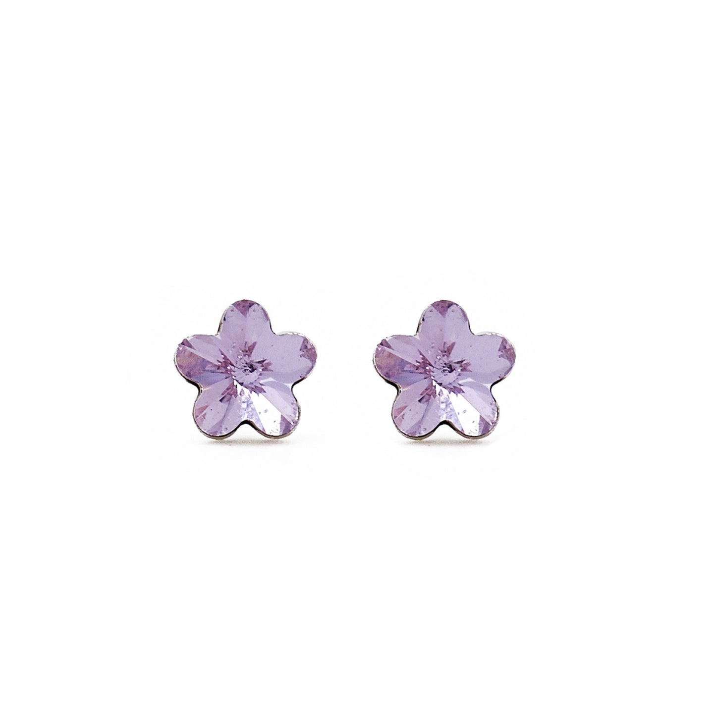 Rhodium Plated Sterling Silver Stud earrings flower crystal from Fantasy