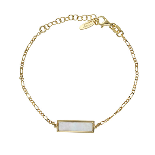 Gold plated Sterling Silver Bracelet rectangle mother of pearl from Soulquest